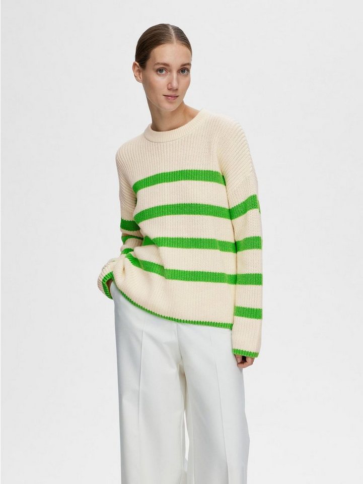 SELECTED FEMME Strickpullover Gestreift Oversize Design Grobstrick SLFBLOOMIE LS KNIT O-NECK NOOS von SELECTED FEMME