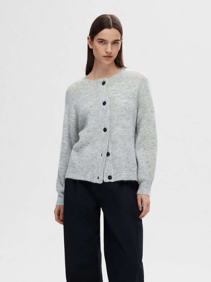SELECTED FEMME Strickpullover Strickjacke Relaxed Fit Rundhals Raglanärmel Fallmaschen SLFLULU LS KNIT SHORT CARDIGAN NOOS von SELECTED FEMME