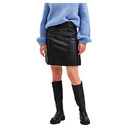 SELECTED FEMME Damen Slfnew Ibi Mw Leather Skirt B Noos Lederrock, Schwarz, 42 EU von SELECTED FEMME
