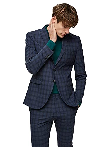 SELECTED HOMME Herren SLHSLIM-MYLOLOGAN BLZ B NOOS Anzugjacke, Mehrfarbig (Navy Blue Checks: Navy), (Herstellergröße: 50) von SELECTED FEMME