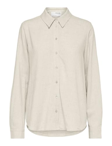 Selected Damen Hemd Bluse Legere Sommer Tunika Canvas Shirt Langarm Oberteil, Farben:Sand, Größe:42 von SELECTED FEMME