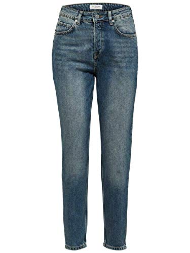 SELECTED FEMME Damen SLFFRIDA HW MOM MID NOOS W Straight Jeans, Medium Blue Denim, 28W / 30L von SELECTED FEMME