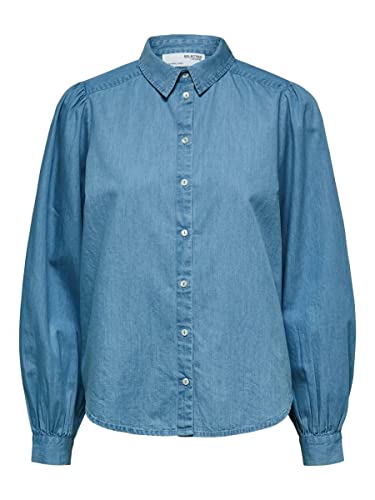 SelectedFemme Damen SLFTAMMY LS Shirt NOOS Hemd, Blau, 36 von SELECTED FEMME