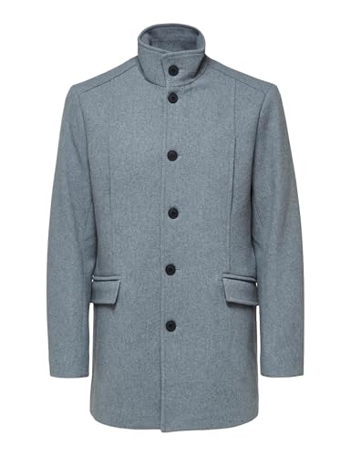 SELECTED HOMME BLACK Herren SLHMORRISON W Coat B NOOS Mantel, Grey Melange/Pattern:Twill, M von SELECTED HOMME BLACK