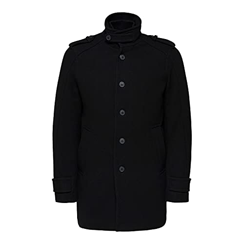 SELECTED HOMME BLACK Herren SLHNOAH W Coat B Mantel, Black/Pattern:Twill, XL von SELECTED HOMME BLACK