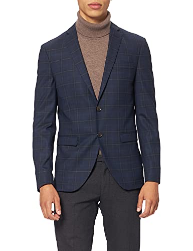 SELECTED HOMME BLACK Herren SLHSLIM-MYLOBILL DKBLU GR CHK BLZ B NOOS Blazer, Dark Blue/Checks:Grey, 102 von SELECTED HOMME BLACK