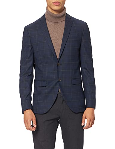 SELECTED HOMME BLACK Herren SLHSLIM-MYLOBILL DKBLU GR CHK BLZ B NOOS Blazer, Dark Blue/Checks:Grey, 48 von SELECTED HOMME