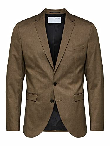 SELECTED HOMME BLACK Herren SLHSLIM-MYLOLOGAN Camel BLZ B NOOS Blazer, 102 von SELECTED HOMME BLACK