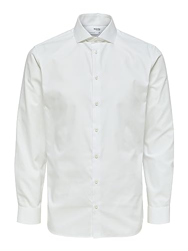 SELECTED HOMME BLACK Herren SLHSLIMETHAN Shirt LS Cut Away B NOOS Hemd, Bright White, XL von SELECTED HOMME