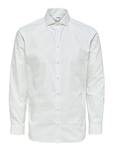 SELECTED HOMME BLACK Herren SLHSLIMETHAN Shirt LS Cut Away B NOOS Hemd, Bright White, XXL von SELECTED HOMME