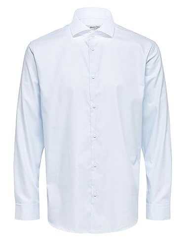 SELECTED HOMME BLACK Herren SLHSLIMETHAN Shirt LS Cut Away B NOOS Hemd, Light Blue, XXL von SELECTED HOMME BLACK