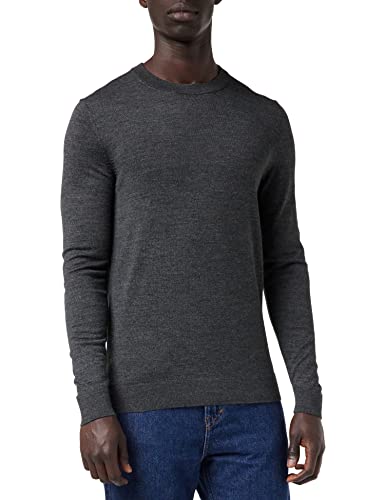 SELECTED HOMME Herren SLHTOWN Merino Coolmax Knit Crew B 16079772, Medium Grey Melange, S von SELECTED HOMME