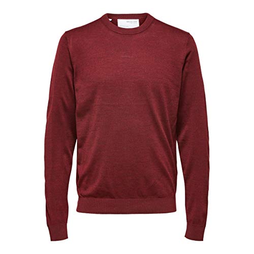 SELECTED HOMME BLACK Herren SLHTOWN Merino Coolmax Knit Crew B NOOS Pullover, Rhubarb/Detail:Melange, XXL von SELECTED HOMME BLACK