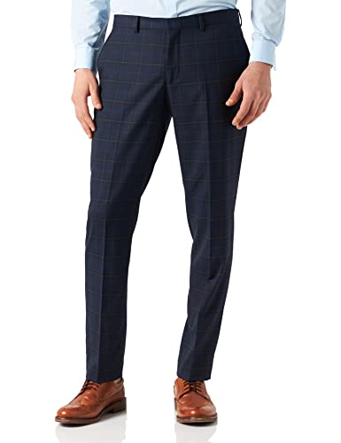 SELECTED HOMME BLACK Herren SLHSLIM-MYLOBILL DKBLU GR CHK TRS B NOOS Tuxedo-Hose, Dark Blue/Checks:Grey, 50 von SELECTED HOMME BLACK