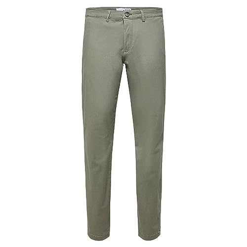 SELECTED HOMME Herren Chino Hose SLHSLIM-New Miles - Slim Fit Blau Grau Grün, Größe:28W / 32L, Farbvariante:Vetiver 16087663 von SELECTED HOMME