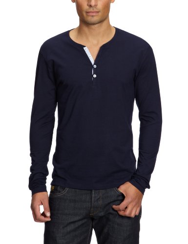 SELECTED HOMME Herren Langarmshirt 16029920 Ask Joe LS Split Neck, Gr. 50 (M), Blau (Maritime Navy) von SELECTED HOMME