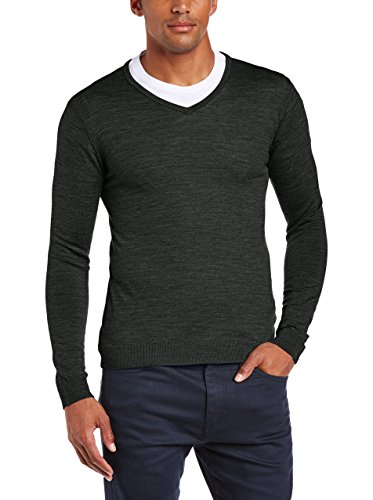 SELECTED HOMME Herren Pullover Tower merino v-neck NOOS ID, Einfarbig,Gr. X-Large (Herstellergröße: L), Grün (Climbing Ivy) von SELECTED FEMME