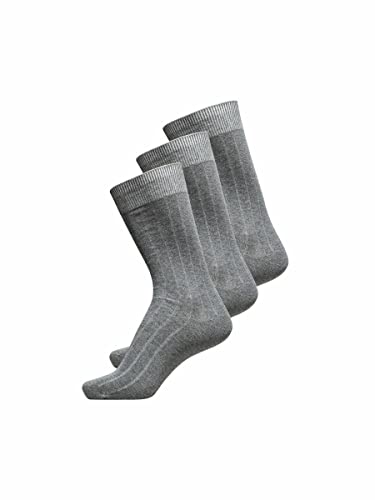 SELECTED HOMME Herren SHDPETE 3-Pack Cotton Rib NOOS Socken, Grau (Grey), One Size (3er Pack) von SELECTED HOMME