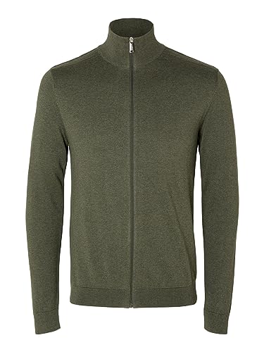 SELECTED HOMME Herren SLHBERG Full Zip Cardigan NOOS 16074688, Ivy Green/Melange, L von SELECTED HOMME