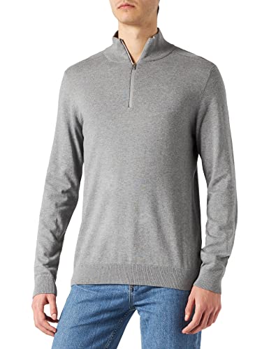 SELECTED HOMME Herren Slhberg Half Zip Cardigan B Noos Strickjacke, Medium Grey Melange, L EU von SELECTED HOMME