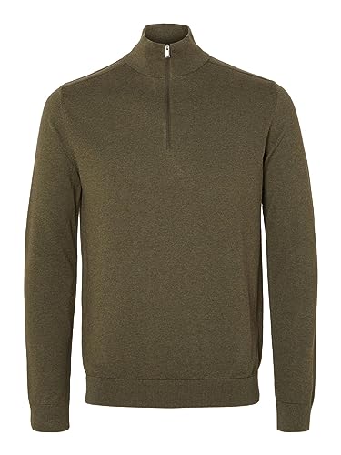 SELECTED HOMME Herren SLHBERG Half Zip Cardigan NOOS 16074687, Ivy Green/Melange, S von SELECTED HOMME