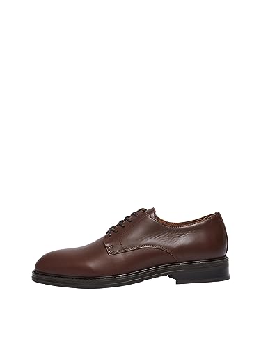SELECTED HOMME Herren SLHBLAKE Leather Derby Shoe B NOOS Lederschuhe, Demitasse, 41 EU von SELECTED HOMME