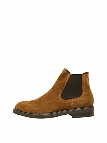 SELECTED HOMME Herren SLHBLAKE Suede Chelsea Boot B NOOS Stiefel, Tobacco Brown, 44 EU von SELECTED HOMME