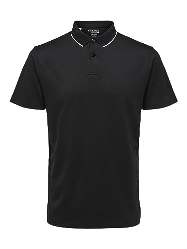 SELECTED HOMME Herren Slhleroy Coolmax B Noos Polohemd, Schwarz, L EU von SELECTED HOMME