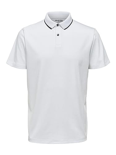 SELECTED HOMME Herren Slhleroy Coolmax B Noos Polohemd, Bright White, L EU von SELECTED HOMME