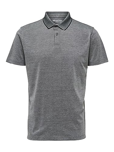 SELECTED HOMME Herren SLHLEROY Coolmax SS Polo B NOOS Polohemd, Medium Grey Melange, S von SELECTED HOMME