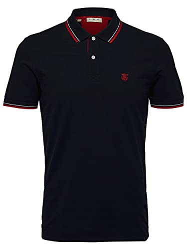 SELECTED HOMME Herren SLHNEWSEASON SS Polo W 16062542, Black, L von SELECTED HOMME