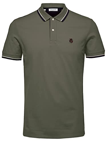 SELECTED HOMME Herren SLHNEWSEASON SS Polo W 16062542, Dusty Olive, M von SELECTED HOMME