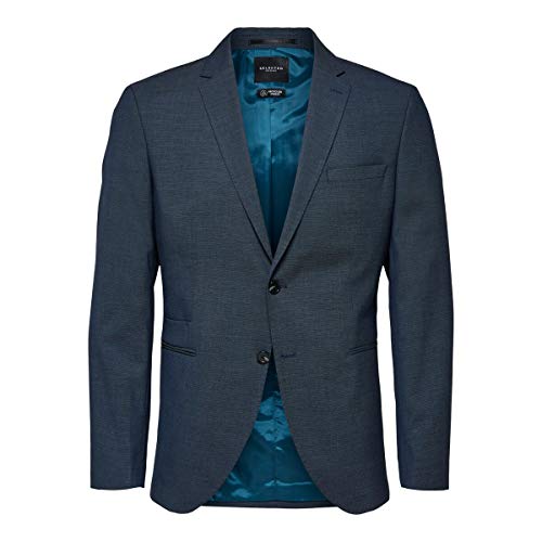 SELECTED HOMME Herren SLHSLIM-MAZELOGAN STRUC BLZ B NOOS Blazer, Medium Blue Melange, 50 von SELECTED HOMME