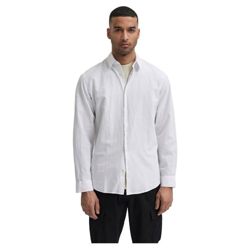 SELECTED HOMME Herren SLHSLIMNEW-Linen Shirt LS W NOOS Hemd, White, L von SELECTED HOMME