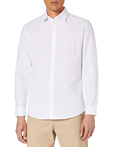 Selected Homme Herren SLHSLIMNEW-Linen Shirt LS W NOOS Hemd, White, M von SELECTED HOMME