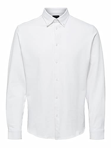 SELECTED HOMME Herren SLHSLIMOLIVER-Knit Flex Shirt LS B NOOS Hemd mit Button-Down-Kragen, Bright White, XL von SELECTED HOMME