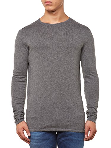 SELECTED HOMME Herren Shdsebaus Crew Neck Noos Pullover, Grau (Medium Grey Melange), Large (Herstellergröße: L) von SELECTED HOMME