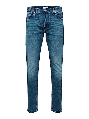 SELECTED HOMME Herren Slh175-slimleon 31601 M.blue Soft W Noos Jeanshose, Medium Blue Denim, 34W / 32L EU von SELECTED HOMME