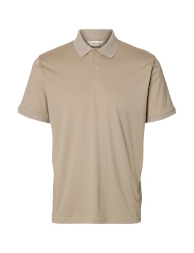 SELECTED HOMME Herren Slhfave Button Ss Polo Noos, Oatmeal, XXL von SELECTED HOMME
