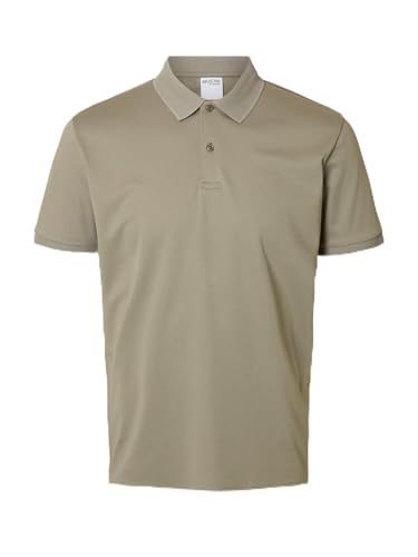 SELECTED HOMME Herren Slhfave Button Ss Polo Noos, Vetiver, XXL EU von SELECTED HOMME
