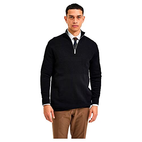 SELECTED HOMME Herren Slhmaine Knit Half Zip W Noos Pullover, Schwarz, L EU von SELECTED HOMME