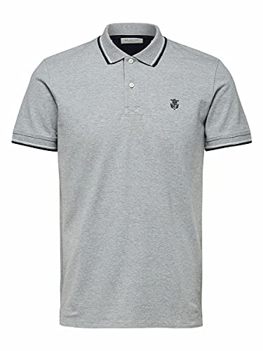 SELECTED HOMME Herren Slhnewseason W Noos Polohemd, Medium Grey Melange, XXL EU von SELECTED HOMME