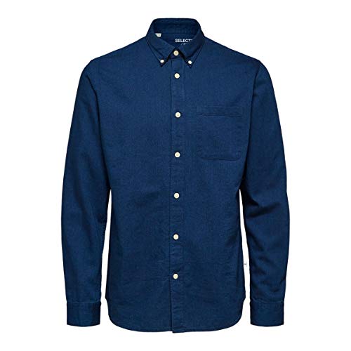 SELECTED HOMME Herren Slhregrick-denim Shirt Ls W Noos, Dark Blue Denim, 3XL von SELECTED HOMME