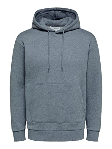 SELECTED HOMME Herren Slhrelaxjackman Hood Sweat Noos Kapuzenpullover, Medium Grey Melange, S EU von SELECTED HOMME