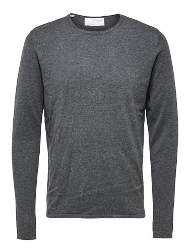 SELECTED HOMME Herren Slhrome Ls Knit Crew Neck G Noos, Anthracite, XL von SELECTED HOMME