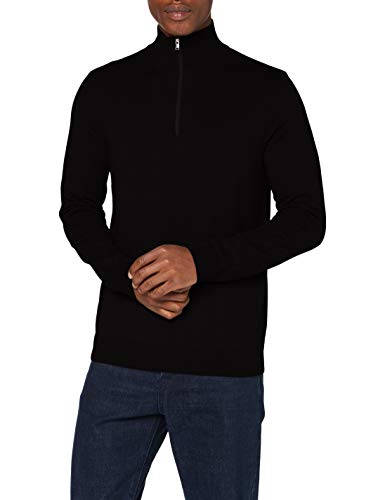 SELECTED HOMME Herren Slhberg Half Zip Cardigan B Noos Sweatshirt, Black, L EU von SELECTED HOMME