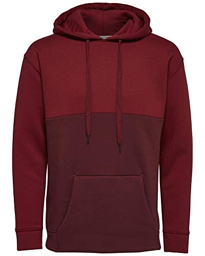 SELECTED HOMME Kapuzenpullover Slhpatt Block Hood Sweat Herren (M, Rot (Brick Red)) von SELECTED FEMME