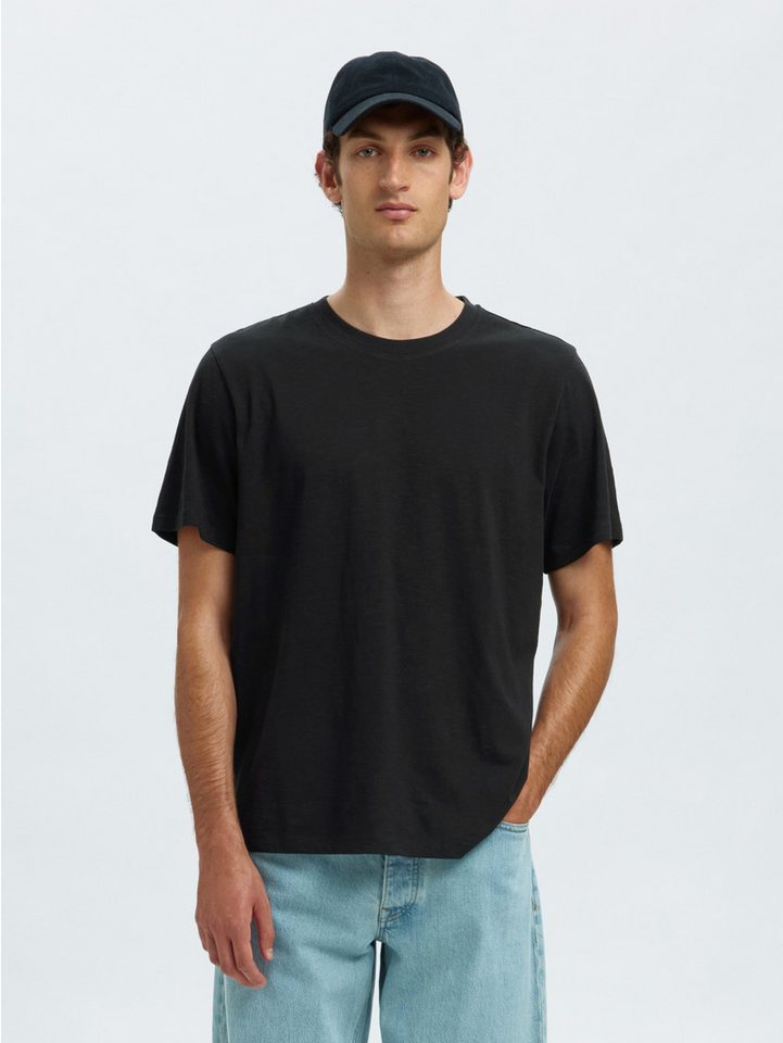 Selected Kurzarmshirt SLHASPEN SLUB SS O-NECK von Selected
