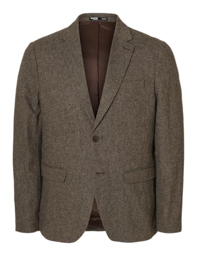 SELETED HOMME Herren SLHSLIM-Reed Wool BLZ NOOS Sakko, Brownie/Detail:Structure, 56 von SELETED HOMME