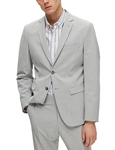 SELETED HOMME Men's SLHSLIM-Liam BLZ Flex B NOOS Blazer, Light Grey Melange, 48 von SELECTED HOMME